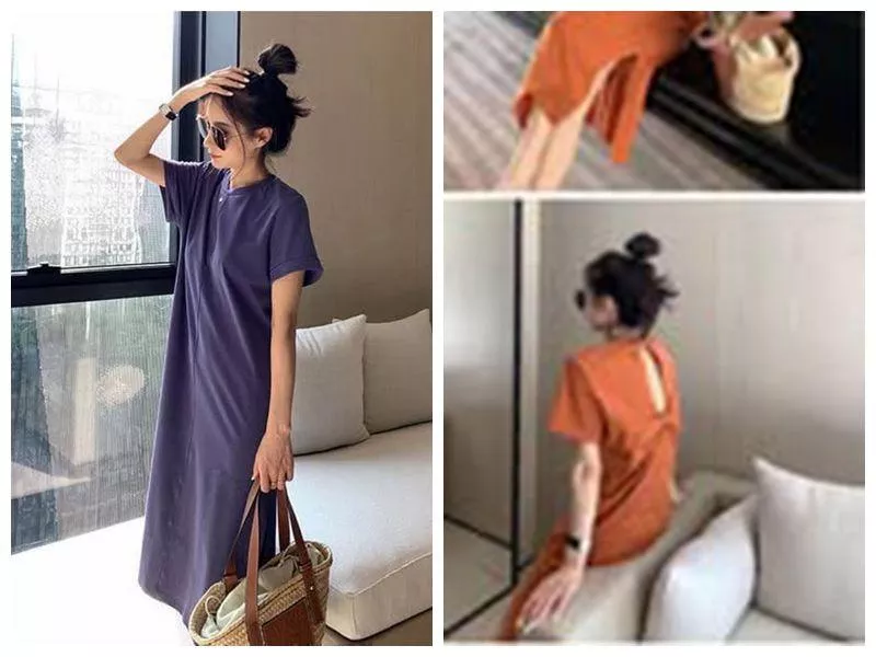 貓姐的網路商店~有大尺碼~T5329 美背小開岔連裙~2種顏色~L-4XL~一件450元~預購款