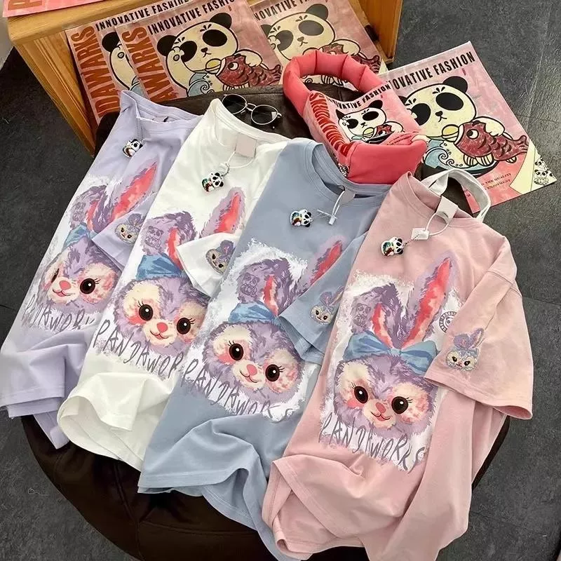 貓姐的網路商店~G6938星黛露印花寬松純棉T恤~4種顏色~M-3XL~一件350元~預購款