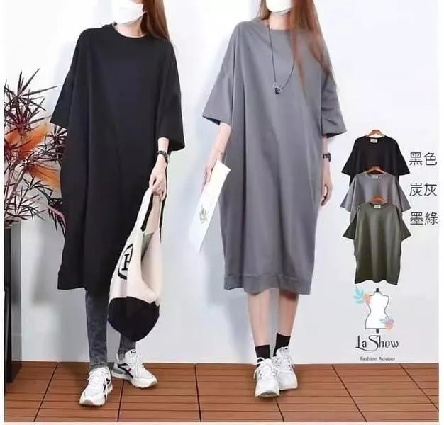 貓姐的網路商店~大尺碼可穿~K5166  休閒寬版洋裝~3種顏色~一件300元~預購款