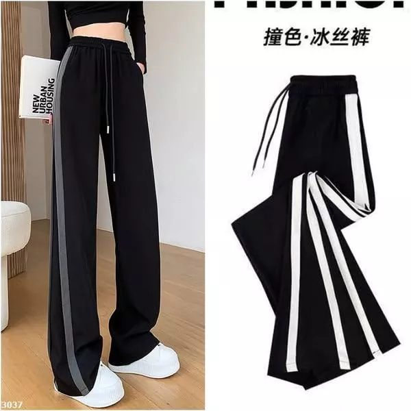 貓姐的網路商店~MCK03037 夏季冰絲開叉直筒闊腿褲~2種顏色~S-3XL~一件390元~預購款
