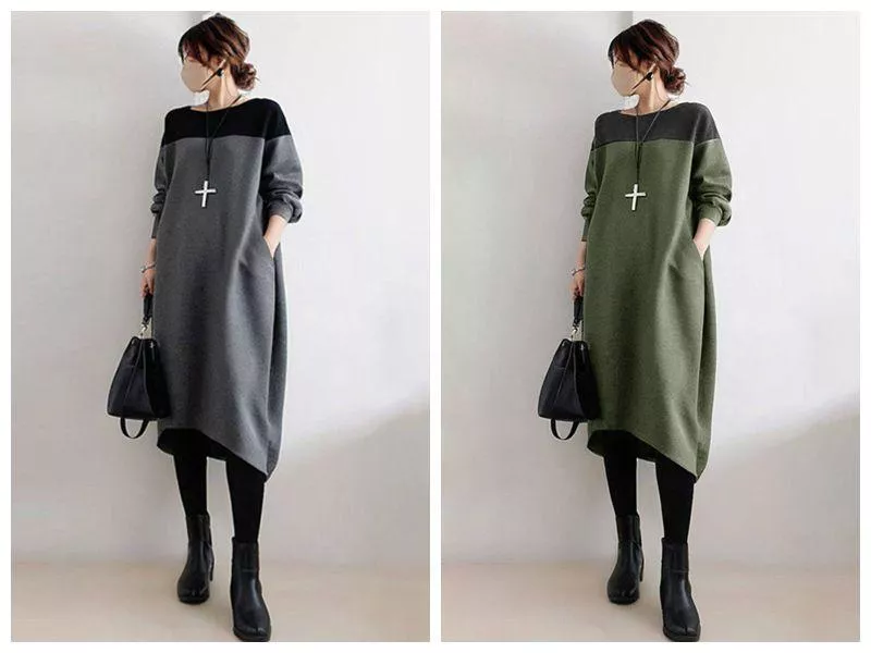 貓姐的網路商店~日系  圓領拼接長洋  #39385~一件490元~預購款