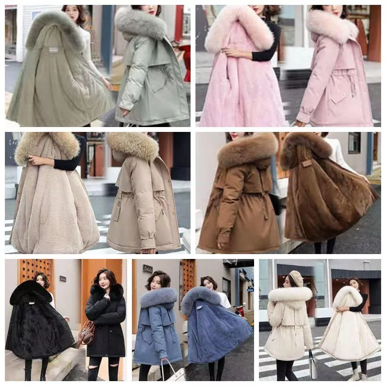 貓姐的網路商店~T7581 派克收腰連帽大毛領加絨棉服~7種顏色~M-3XL~一件600元~預購款