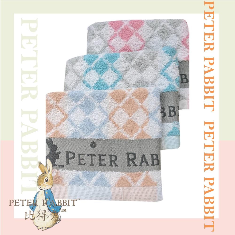 【PETER RABBIT】比得兔純棉格菱紋方巾.小毛巾.童巾PR066