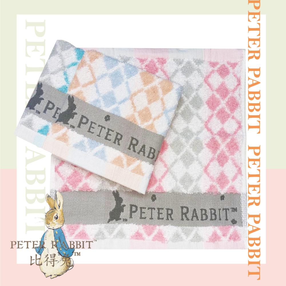 【PETER RABBIT】比得兔純棉格菱紋方巾.小毛巾.童巾PR066