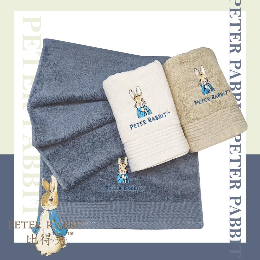 【PETER RABBIT】 比得兔純棉無捻紗緞紋精繡純淨系毛巾PR4256