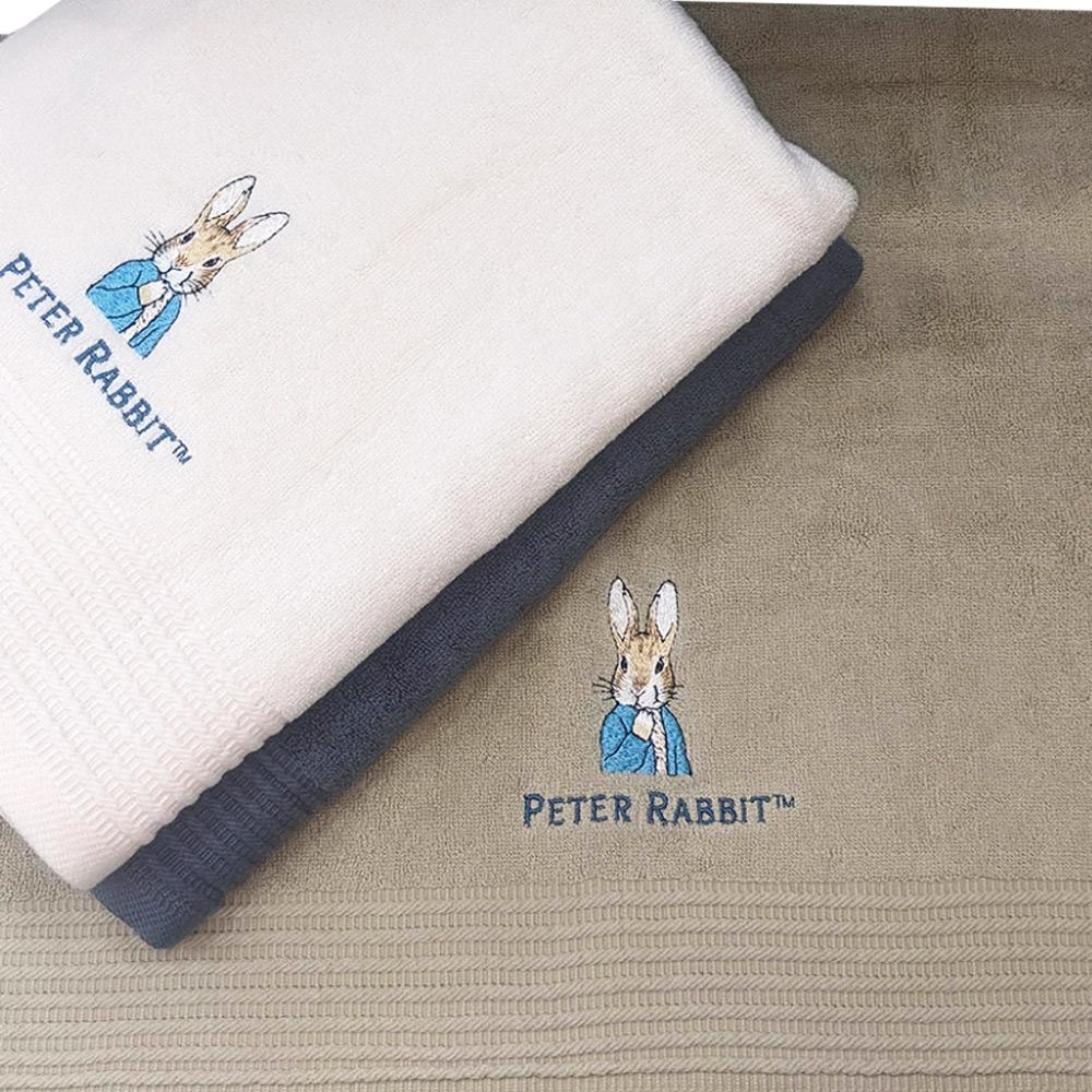 【PETER RABBIT】 比得兔純棉無捻紗緞紋精繡純淨系浴巾PR1256