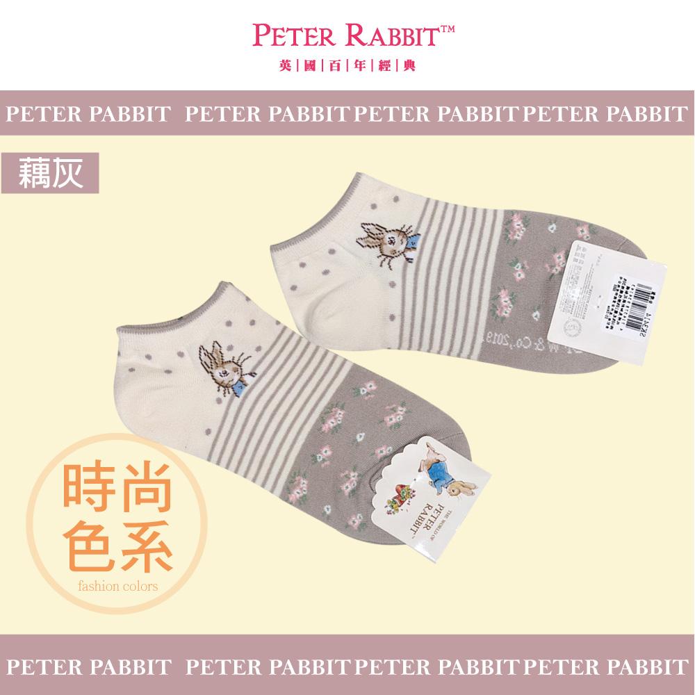 【PETER RIBBIT彼得兔】少女灰淺系緹花船形襪3414-1(高級200針)