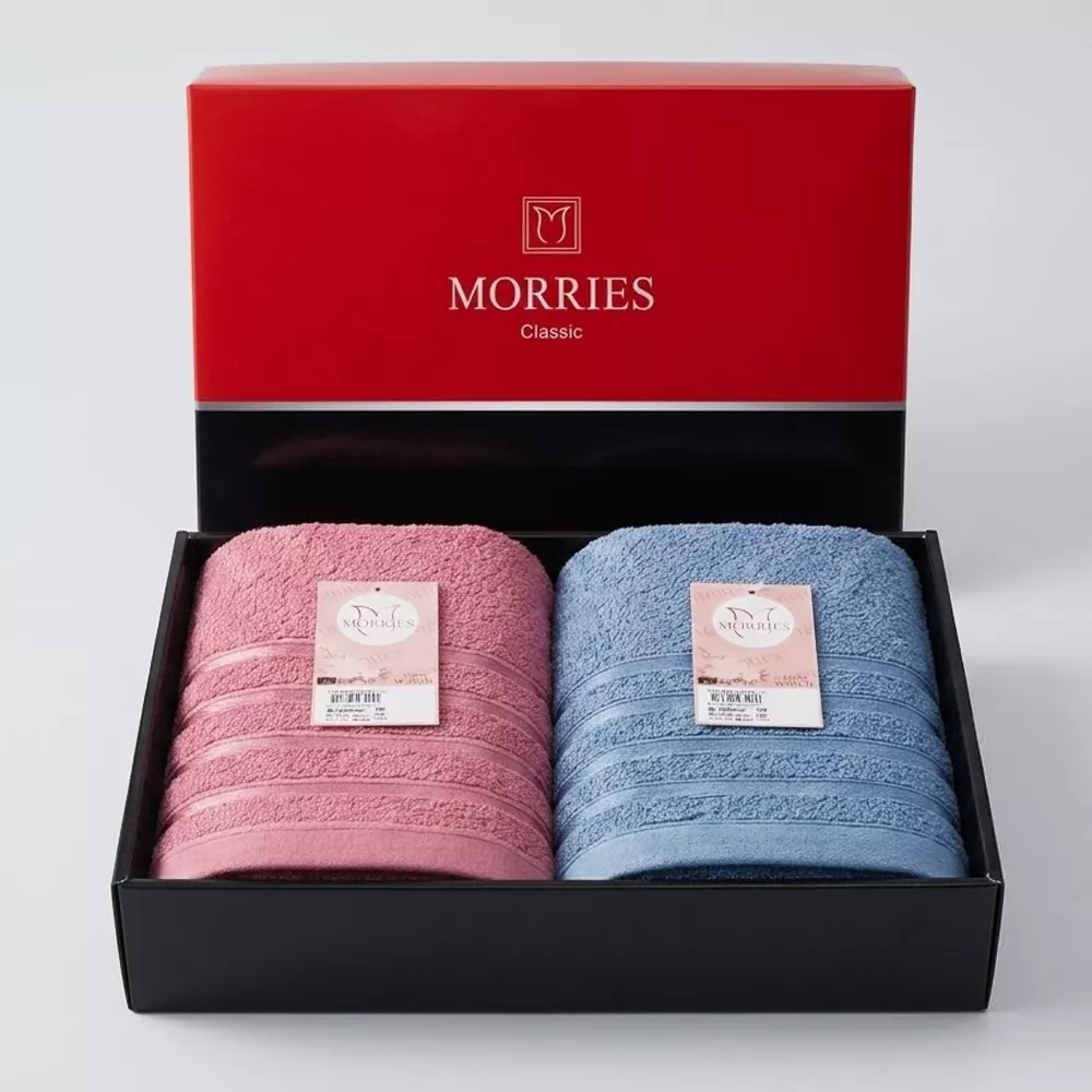 【MORRIES莫利仕】輕奢華純棉歐系色加大加長浴巾禮盒M7425