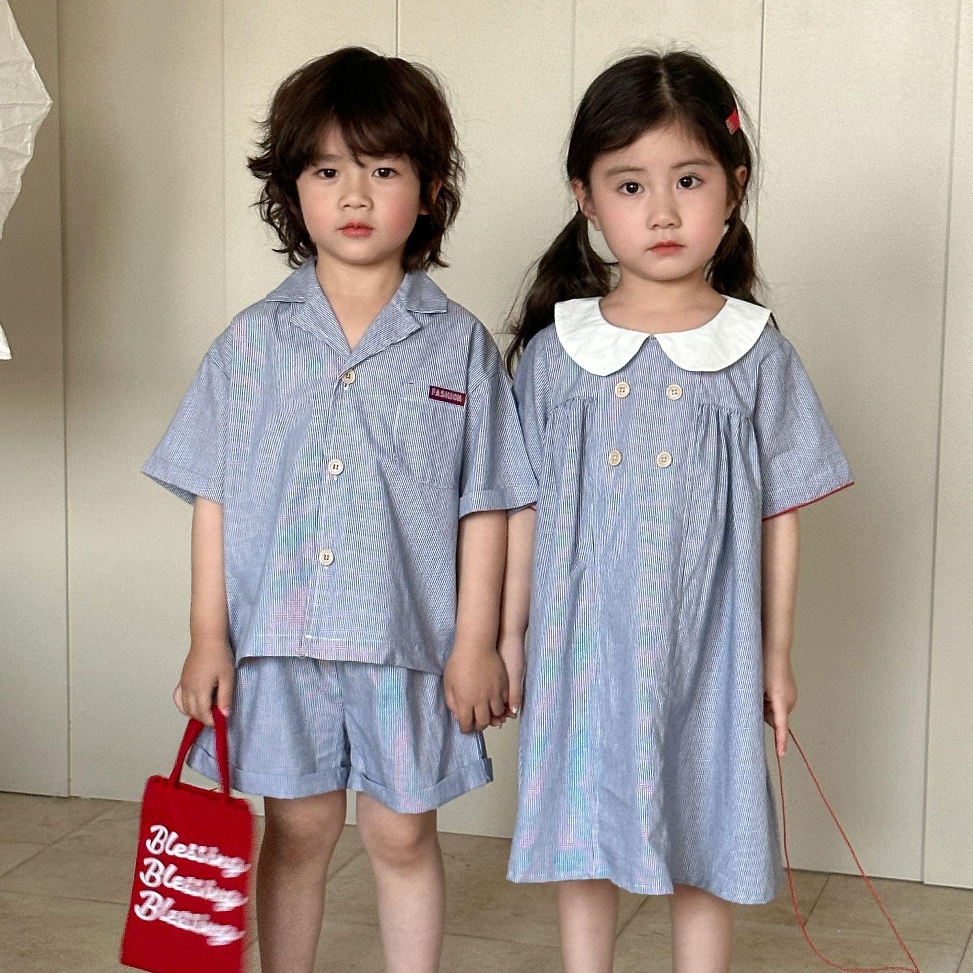 〔80-150〕細條紋襯衫套裝/連身裙