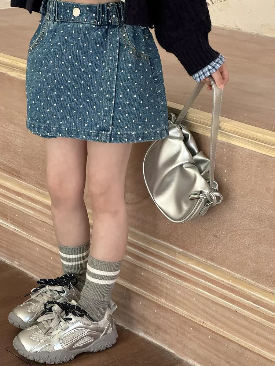 〔90-150〕俏皮可愛。點點牛仔裙褲