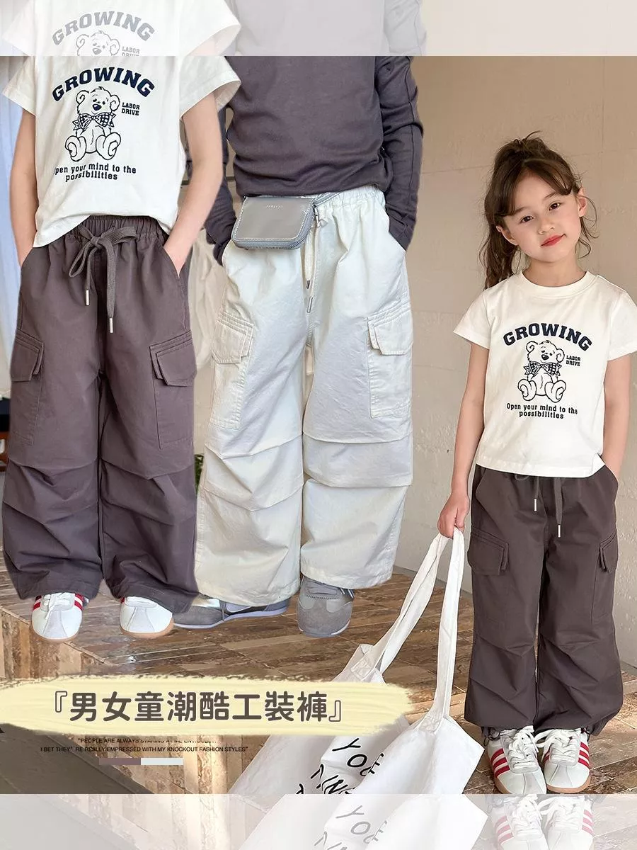 〔90-170〕男女可穿。流行大口袋設計工裝褲