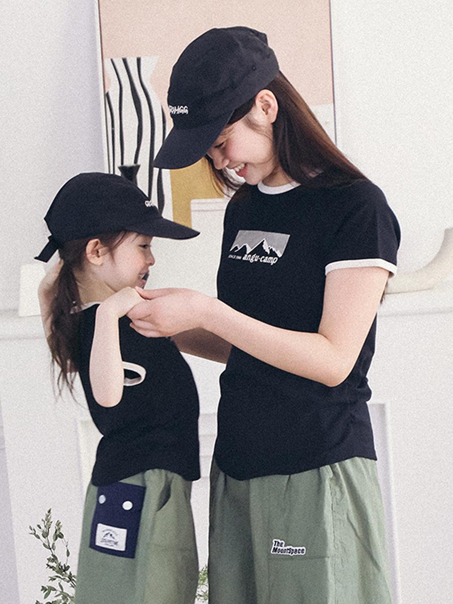 〔母女裝〕山系印花-涼感莫代爾側邊抓皺短袖