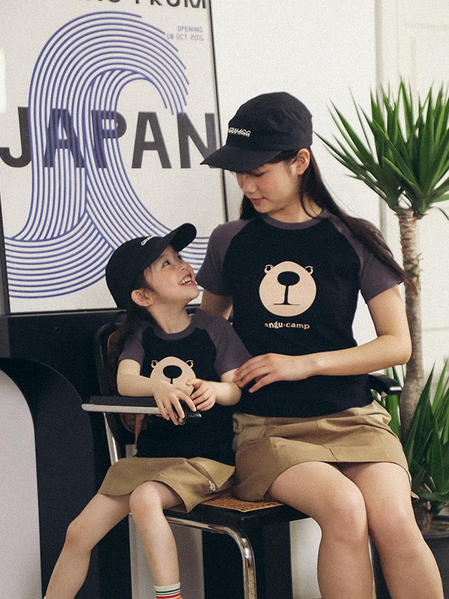 〔母女裝〕山系印花撞色拚接短袖上衣