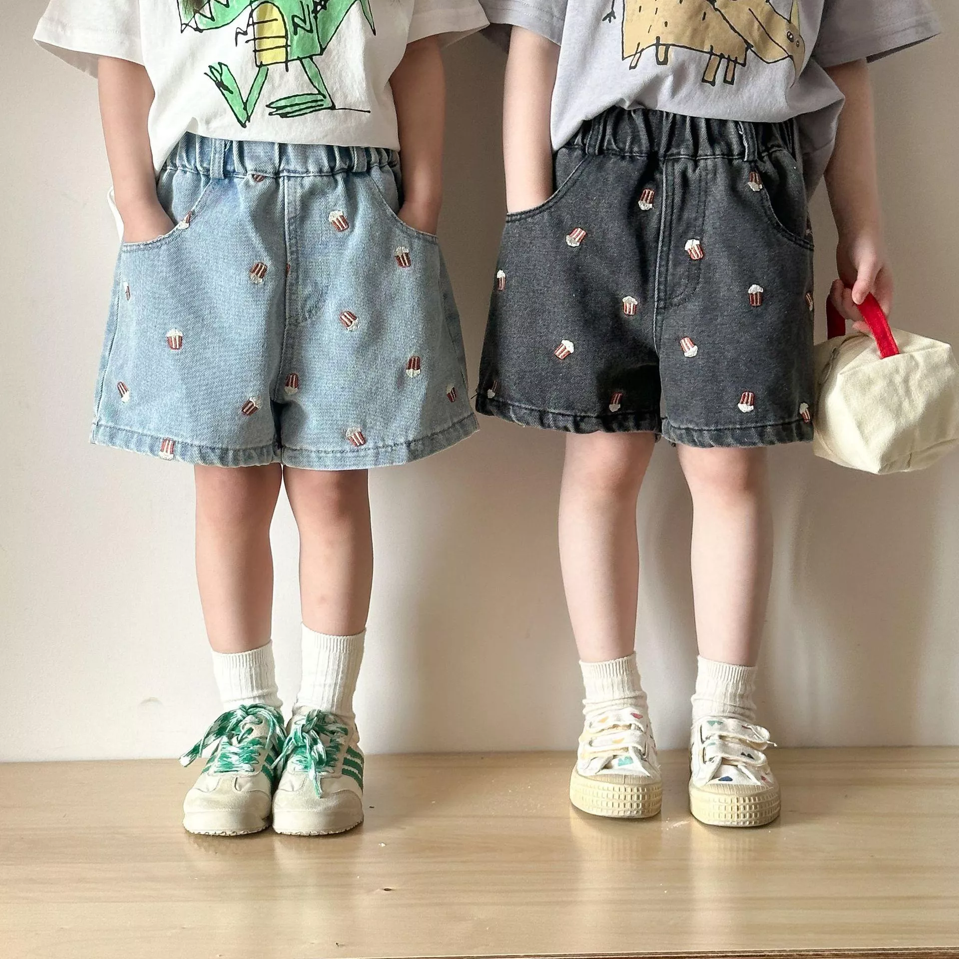 〔80-150〕精緻刺繡爆米花牛仔短庫