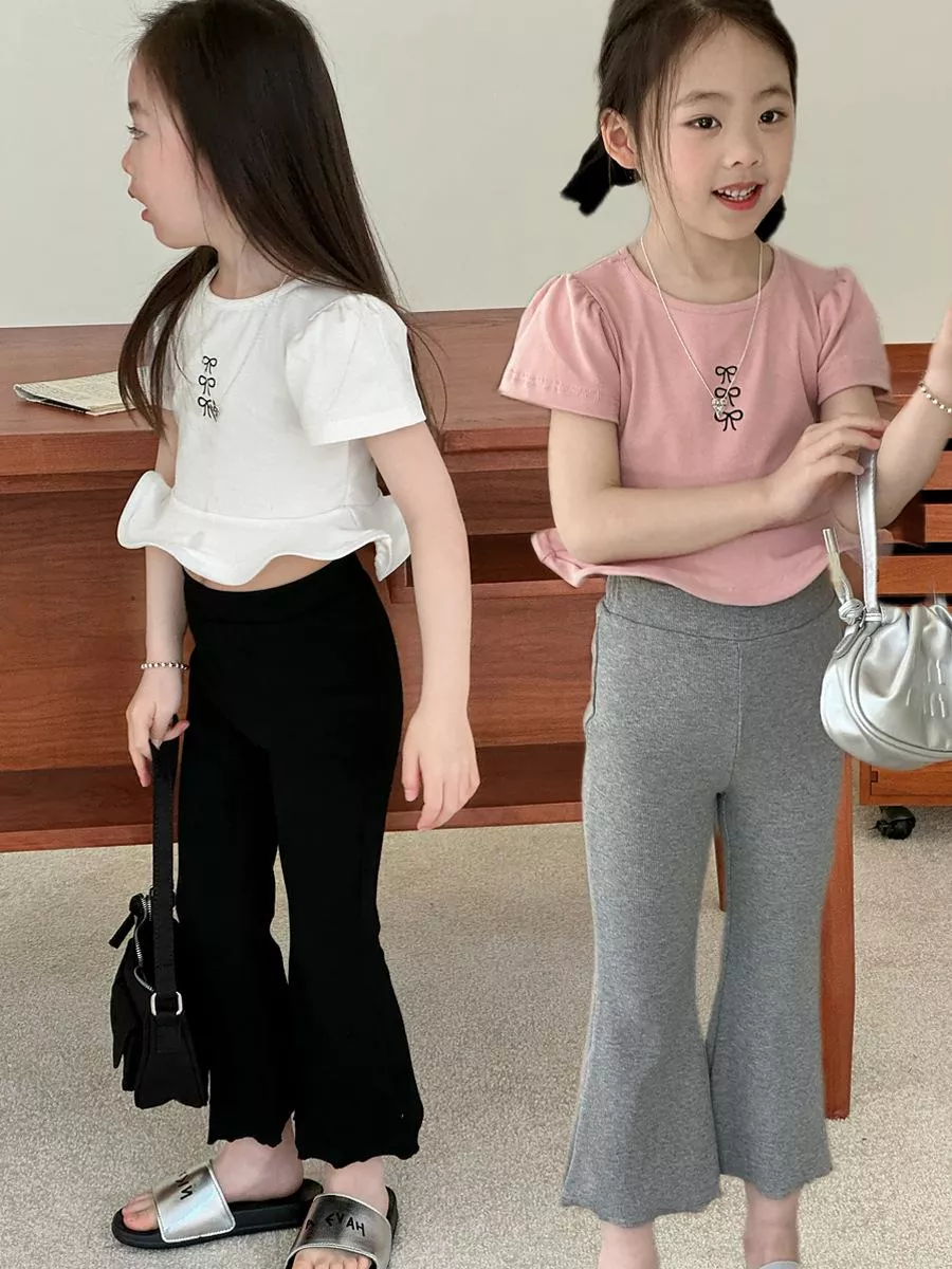 〔90-150〕甜感坑條彈力修身喇叭褲