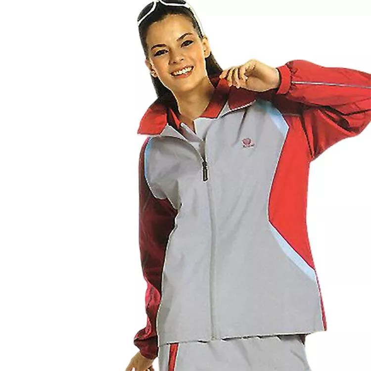 【日本名牌Kawasaki】女版平織網裡運動服套裝(全套-淺灰)#KW208AB