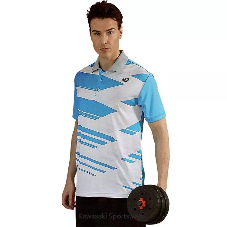 【日本 Kawasaki】男女凍感速乾吸濕排汗短POLO衫-天藍(#K2266A)