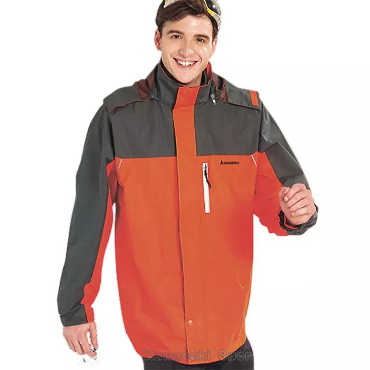 【日本Kawasaki】男女休閒功能性二件式網裡外套-橘灰#K257A1