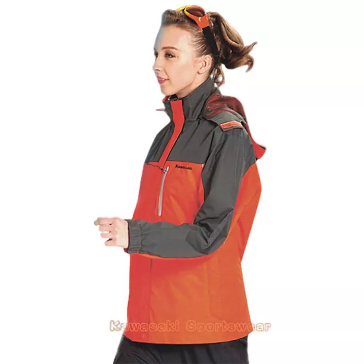 【日本Kawasaki】女版休閒功能性二件式網裡外套-橘灰#KW257A1