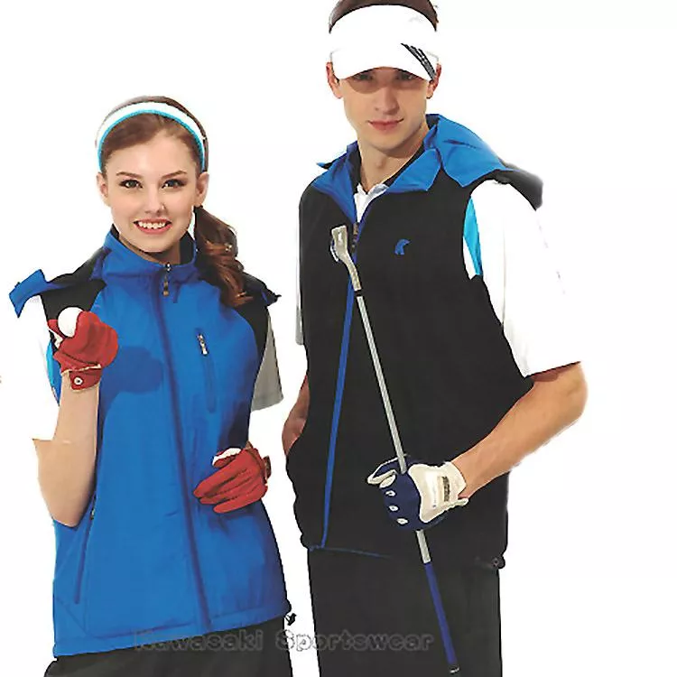 【日本KAWASAKI】男女運動休閒連帽雙面穿背心-寶藍#K238A