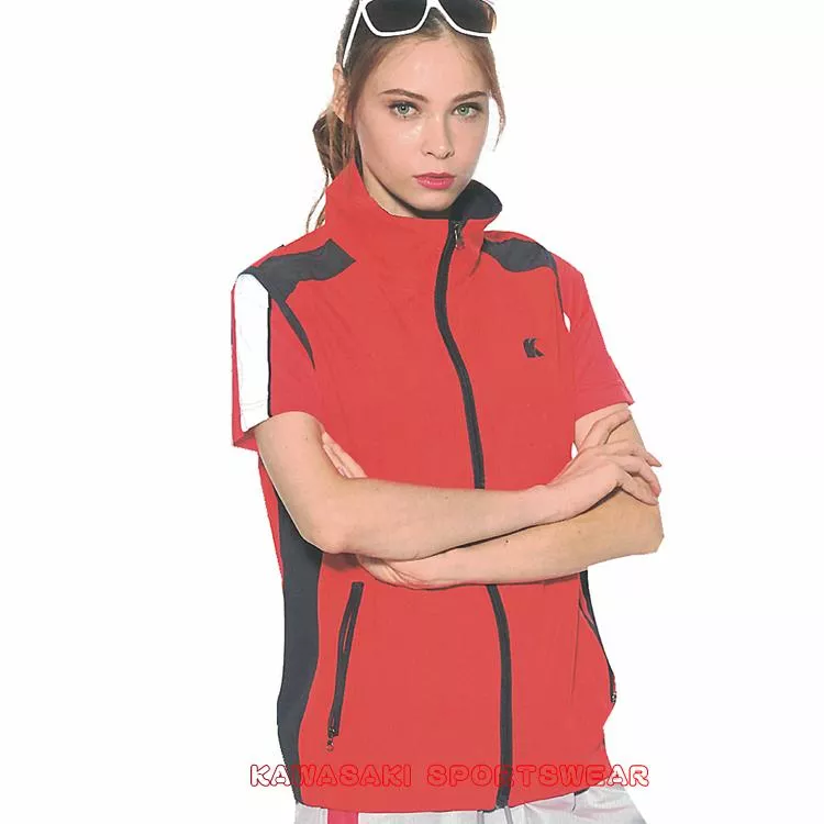 【KAWASAKI】男女運動休閒彈性單面穿背心-紅#K262A