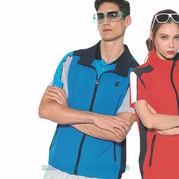 【KAWASAKI】男女運動休閒彈性單面穿背心-海藍#K262A1