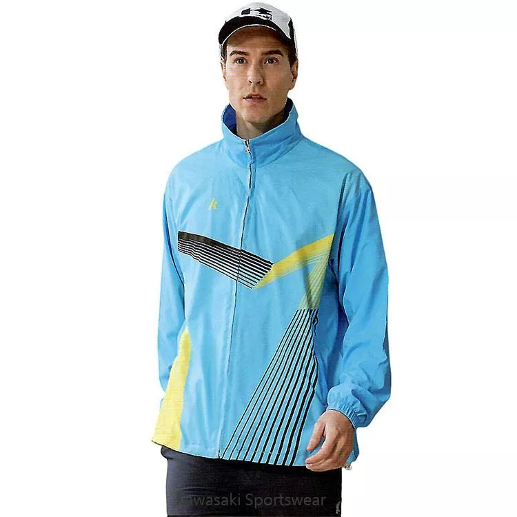 【日本 Kawasaki】男女平織熱昇華印刷運動服套裝(全套)-藍黑#K2110A+B