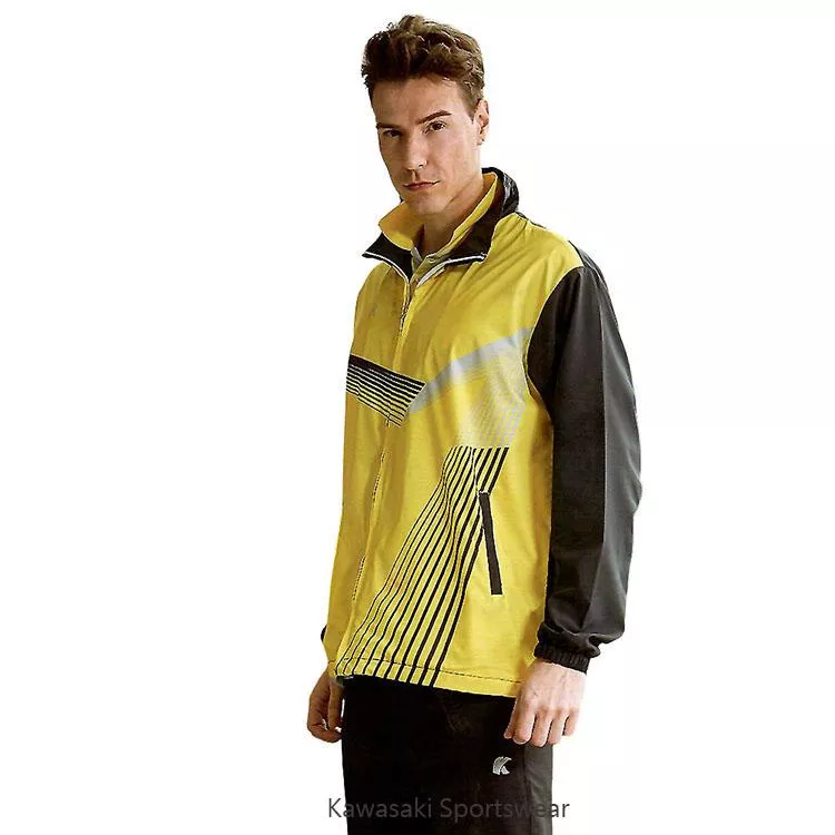 【日本 Kawasaki】男女平織熱昇華印刷運動服套裝(全套)黃黑#K2110A1+B