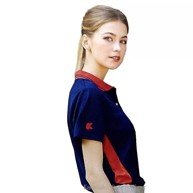 【日本 Kawasaki】女版吸濕排汗短POLO衫-深藍(#KW2267A)