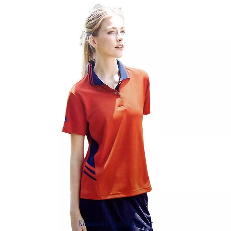 【日本 Kawasaki】女版吸濕排汗短POLO衫-紅(#KW2267A1)
