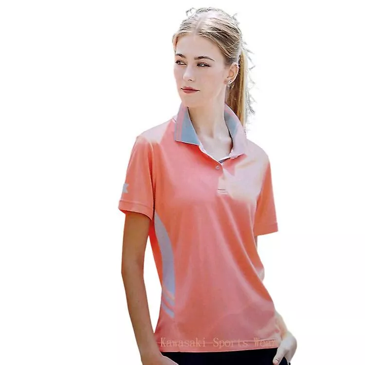 【日本 Kawasaki】女版吸濕排汗短POLO衫-橘粉(#KW2267A2)