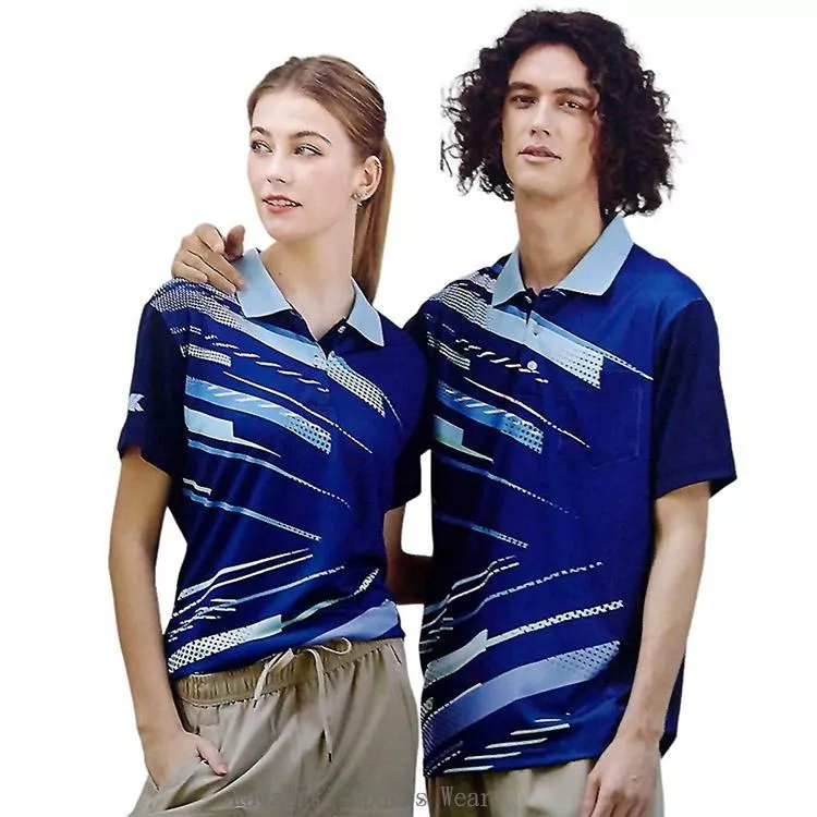 【日本 Kawasaki】男女熱昇華印刷圖騰吸濕排汗短POLO衫-深藍(#K2268A)