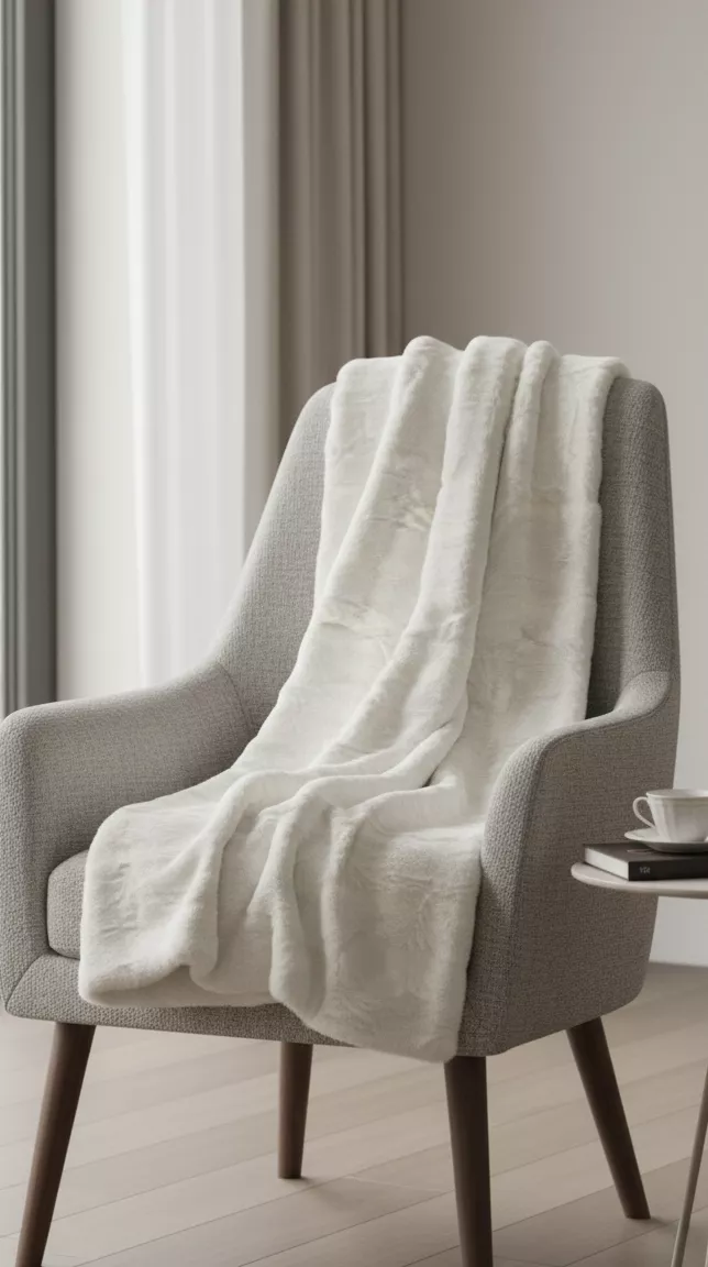 ［北歐極簡］兔絨蓋毯/白