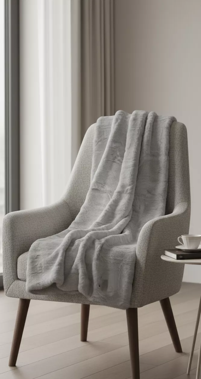［北歐極簡］兔絨蓋毯/灰