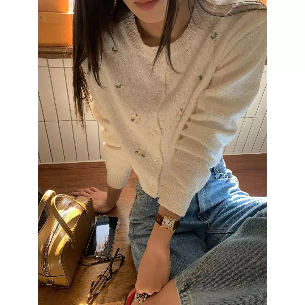 現貨 軟fufu 雛菊棉針織開衫外套