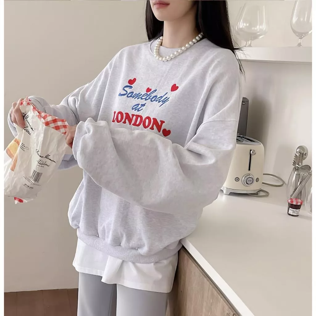 現貨 愛心刺繡字母大學T 毛巾布衛衣 3色