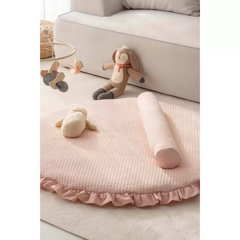 韓國寢具 || 素色絎縫 嬰兒圓形墊 圓柱枕 純棉柔軟親膚 防蟎防滑處理 6色