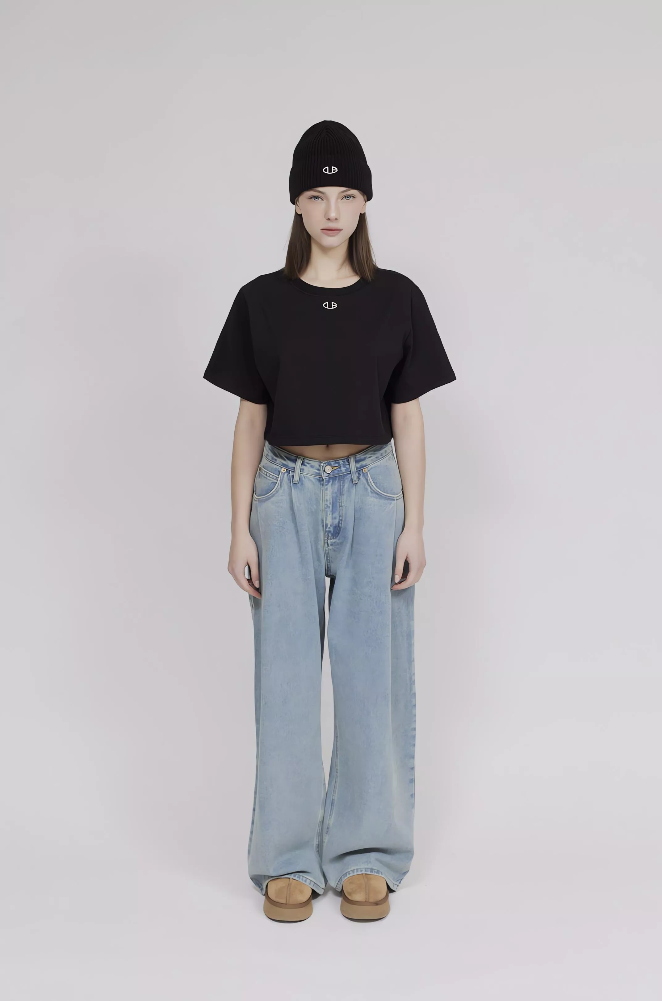 DONTBELATE 梨形身材本命褲 雙摺設計牛仔寬褲