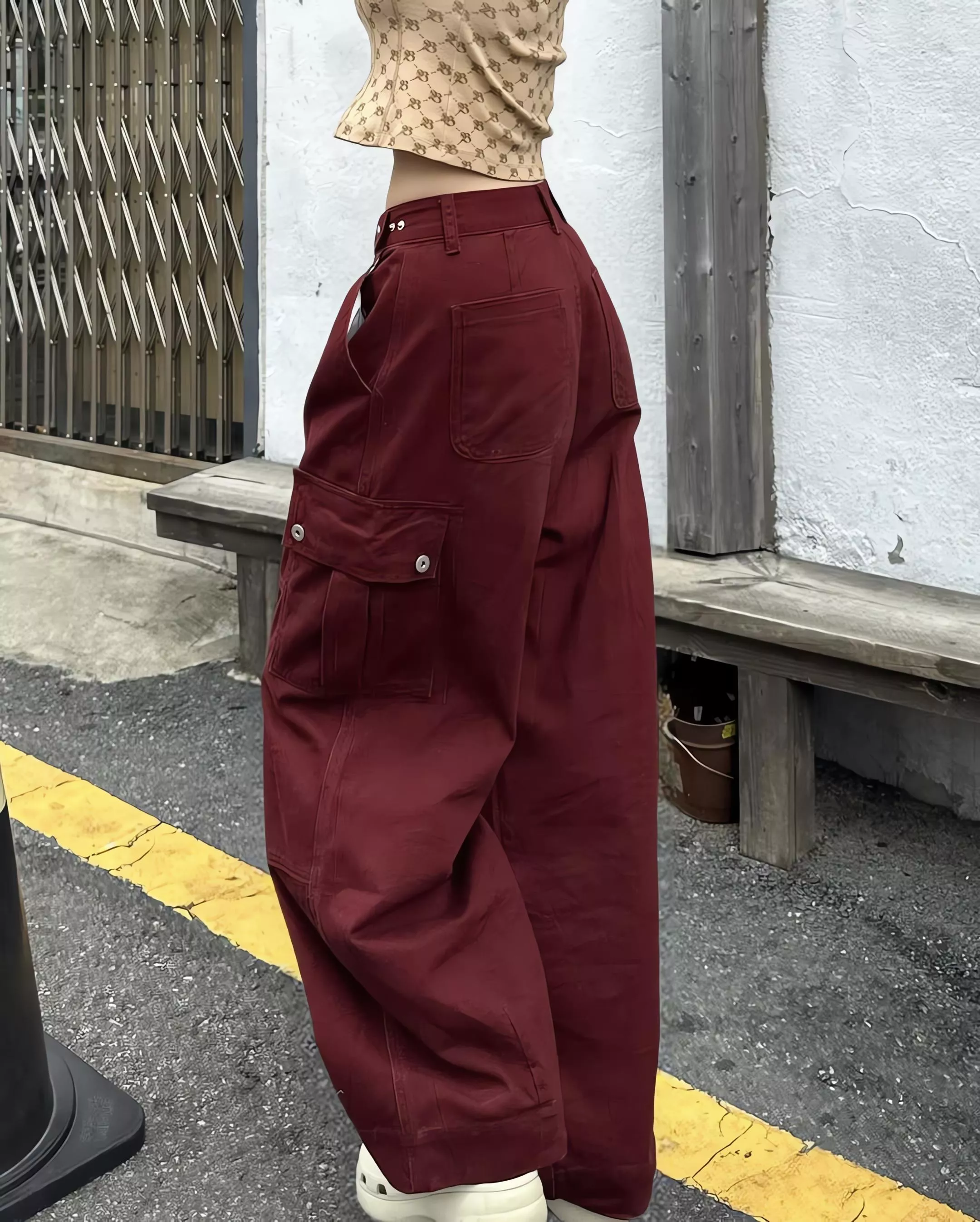 DONTBELATE 換季折扣 梨形身材本命褲 排扣收腰繭型工裝長褲