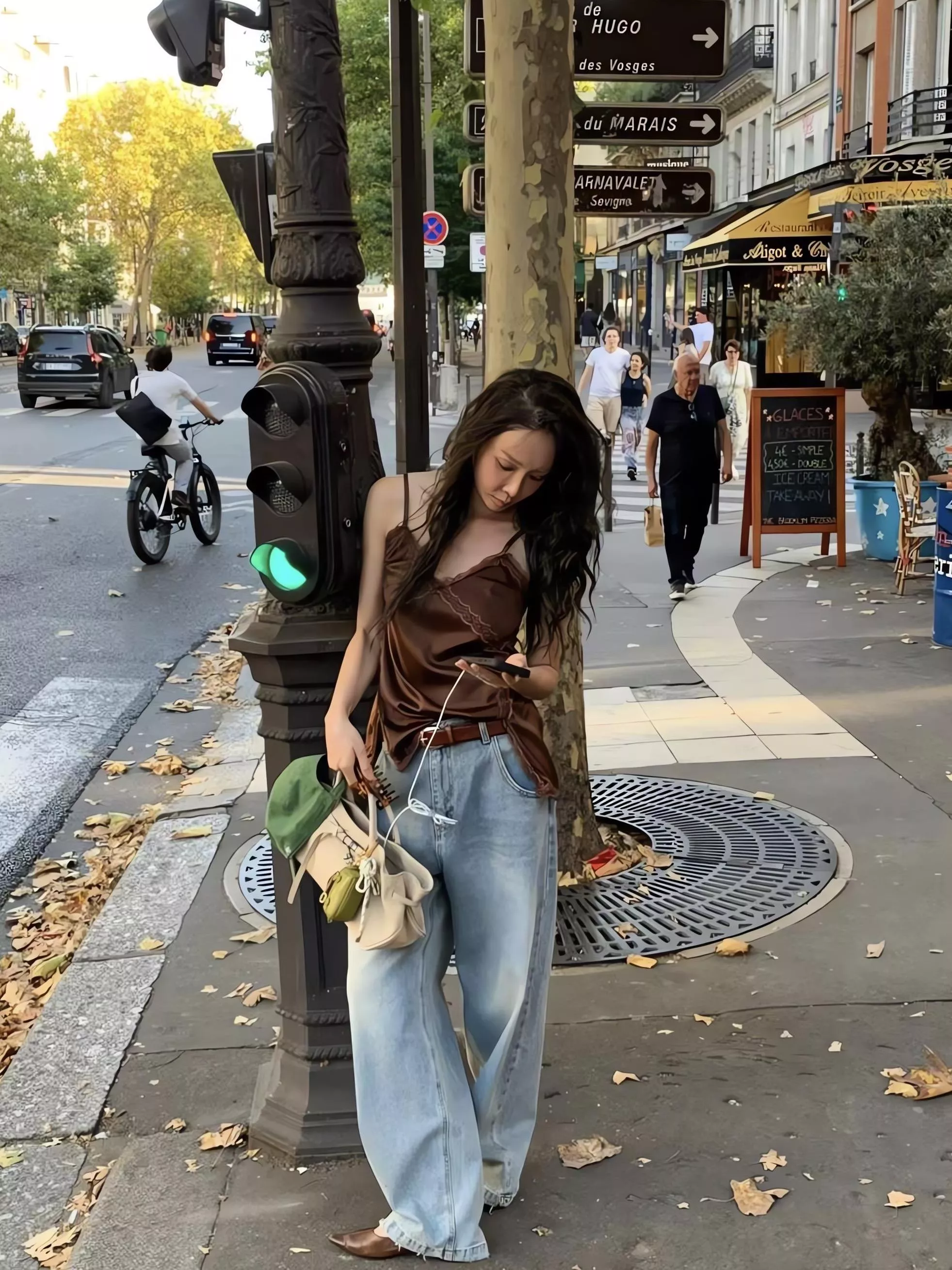 Tom Girl 緞面蕾絲拼接綁帶吊帶背心