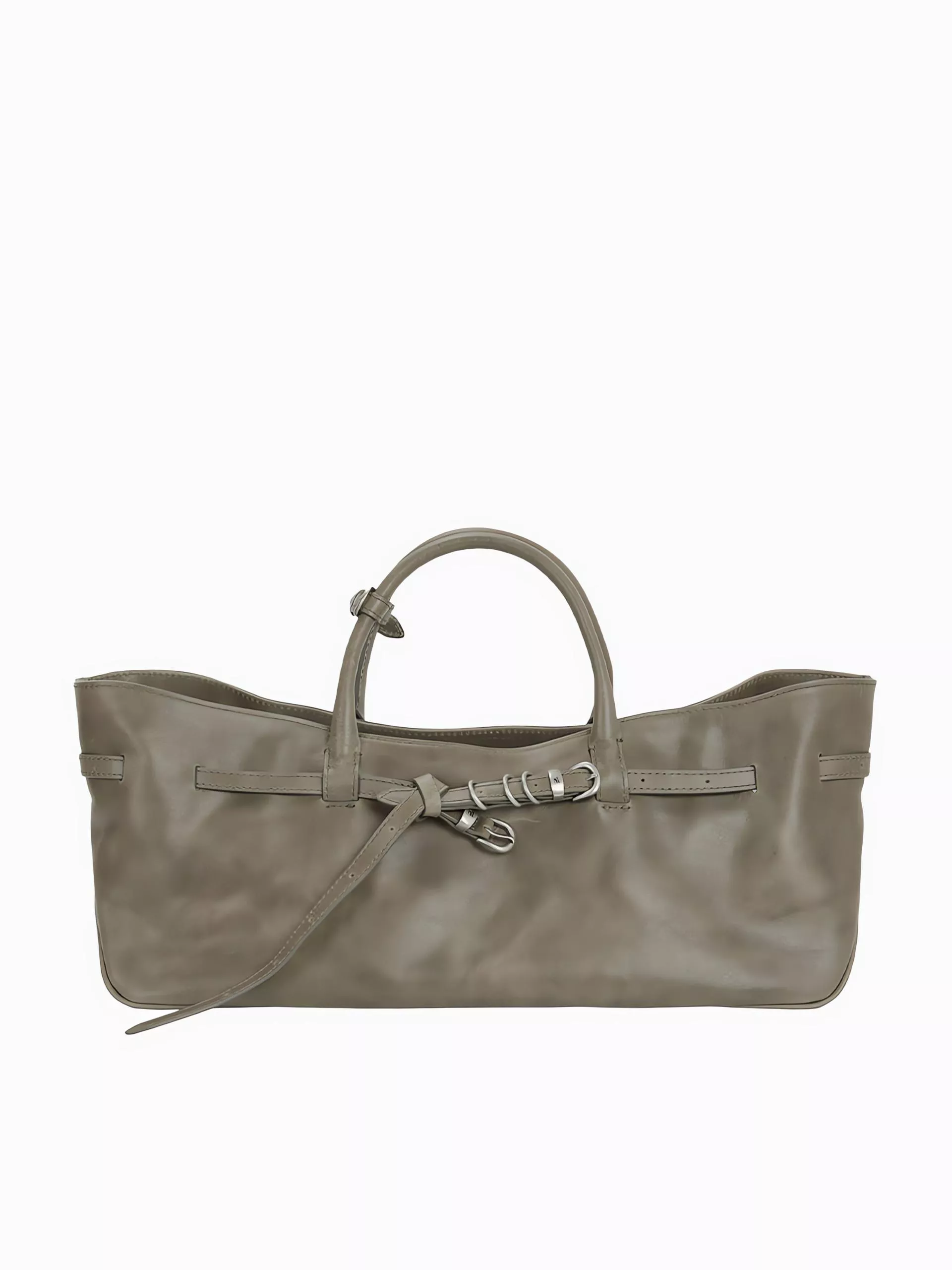 Margesherwood 橄欖綠光感皮革｜Grandma Used Bag 復古托特