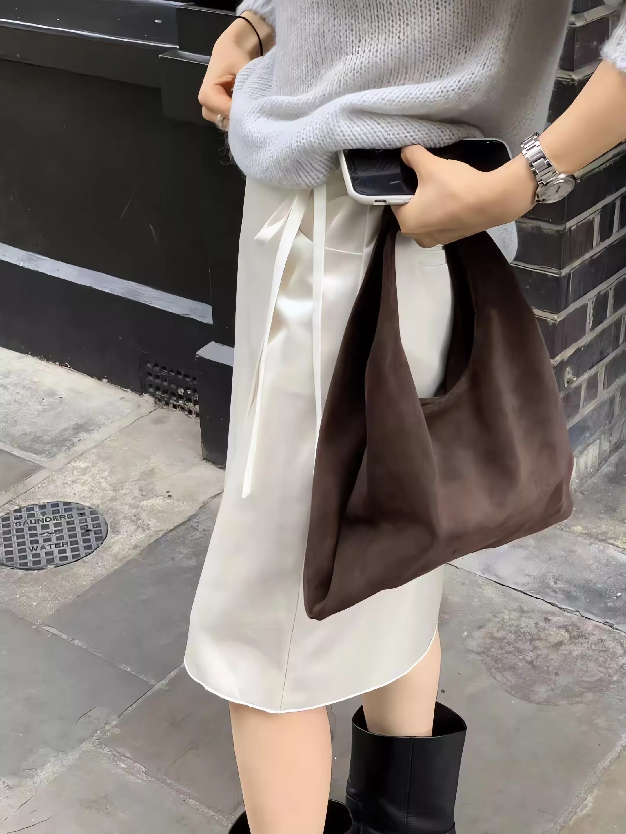 Ounce  義大利小牛皮麂皮肩背包 手提包