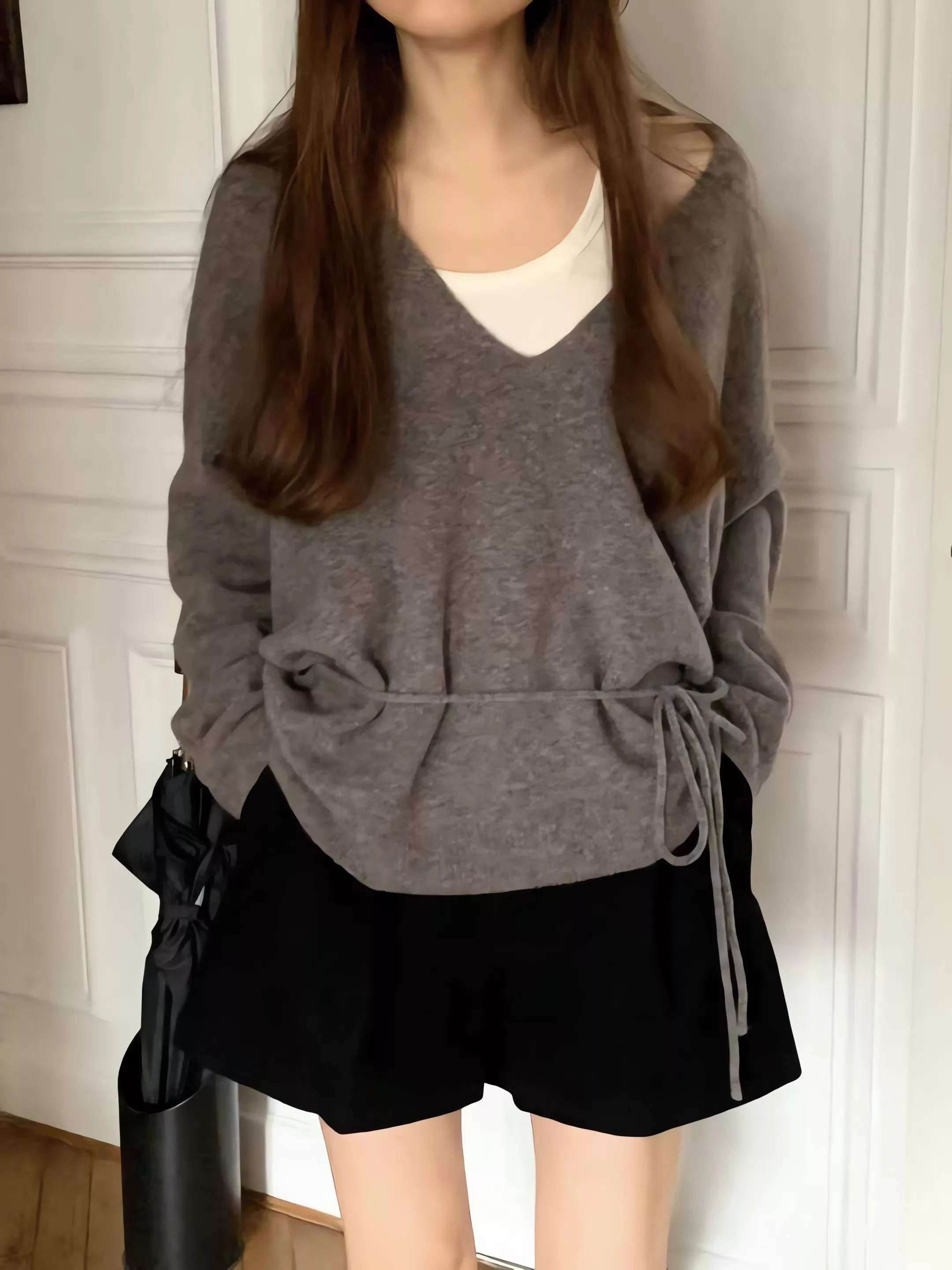 Ounce V領綁帶針織上衣 氂牛毛羊毛混紡