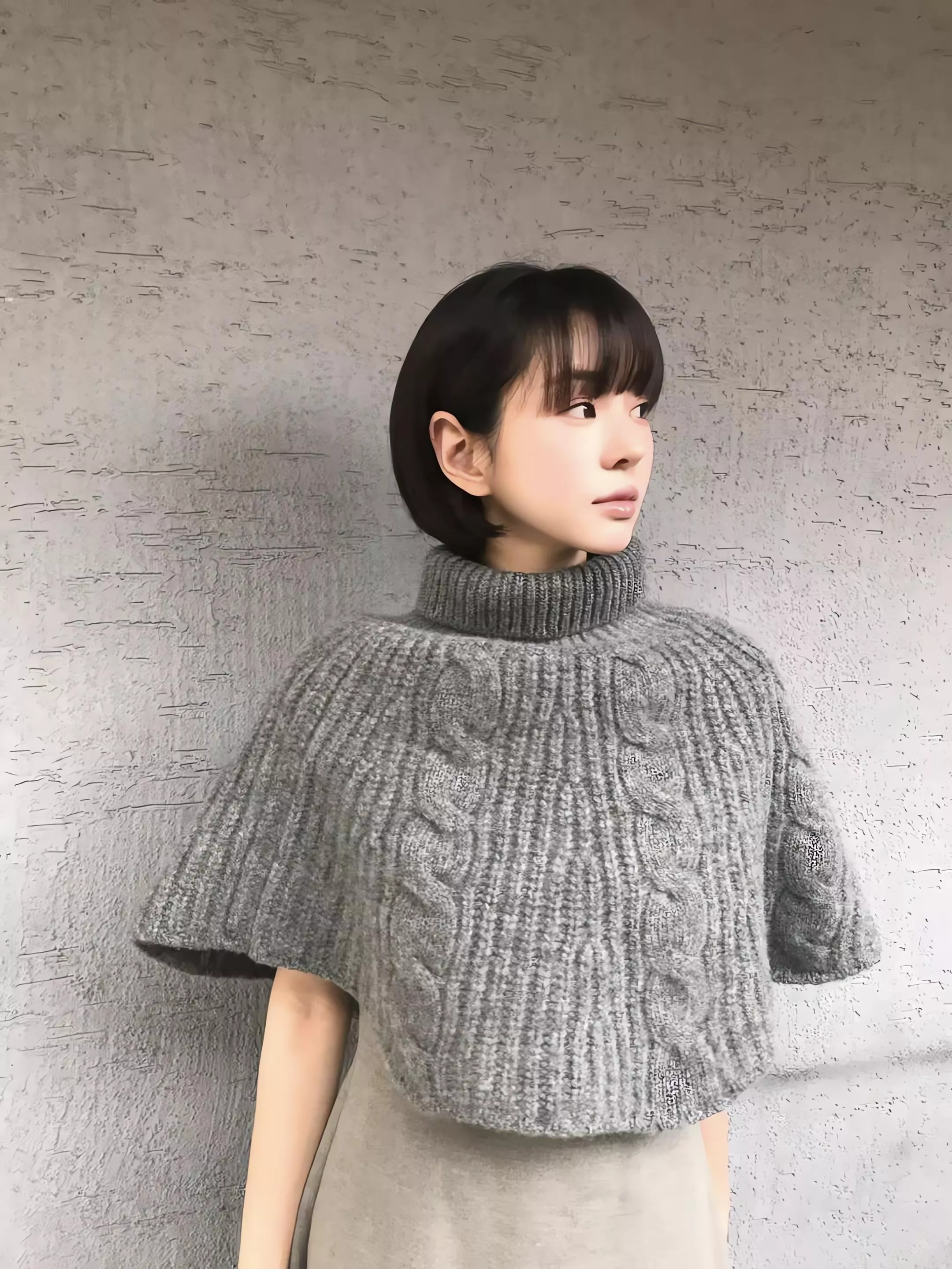 Objet 羊毛針織斗篷 針織披肩 斗篷毛衣