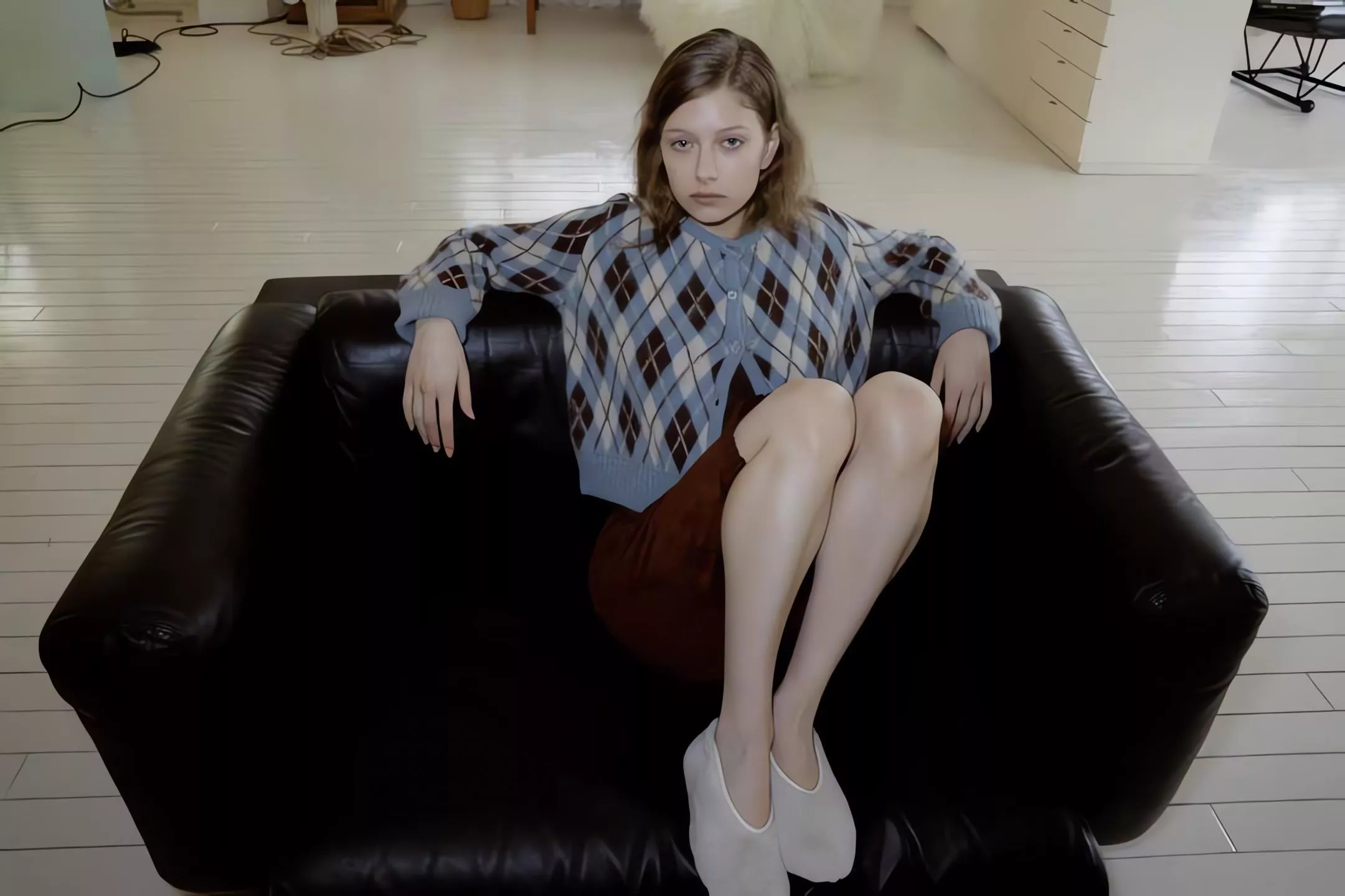 More Than Yesterday 菱格紋羊駝毛針織外套 羊毛針織開衫