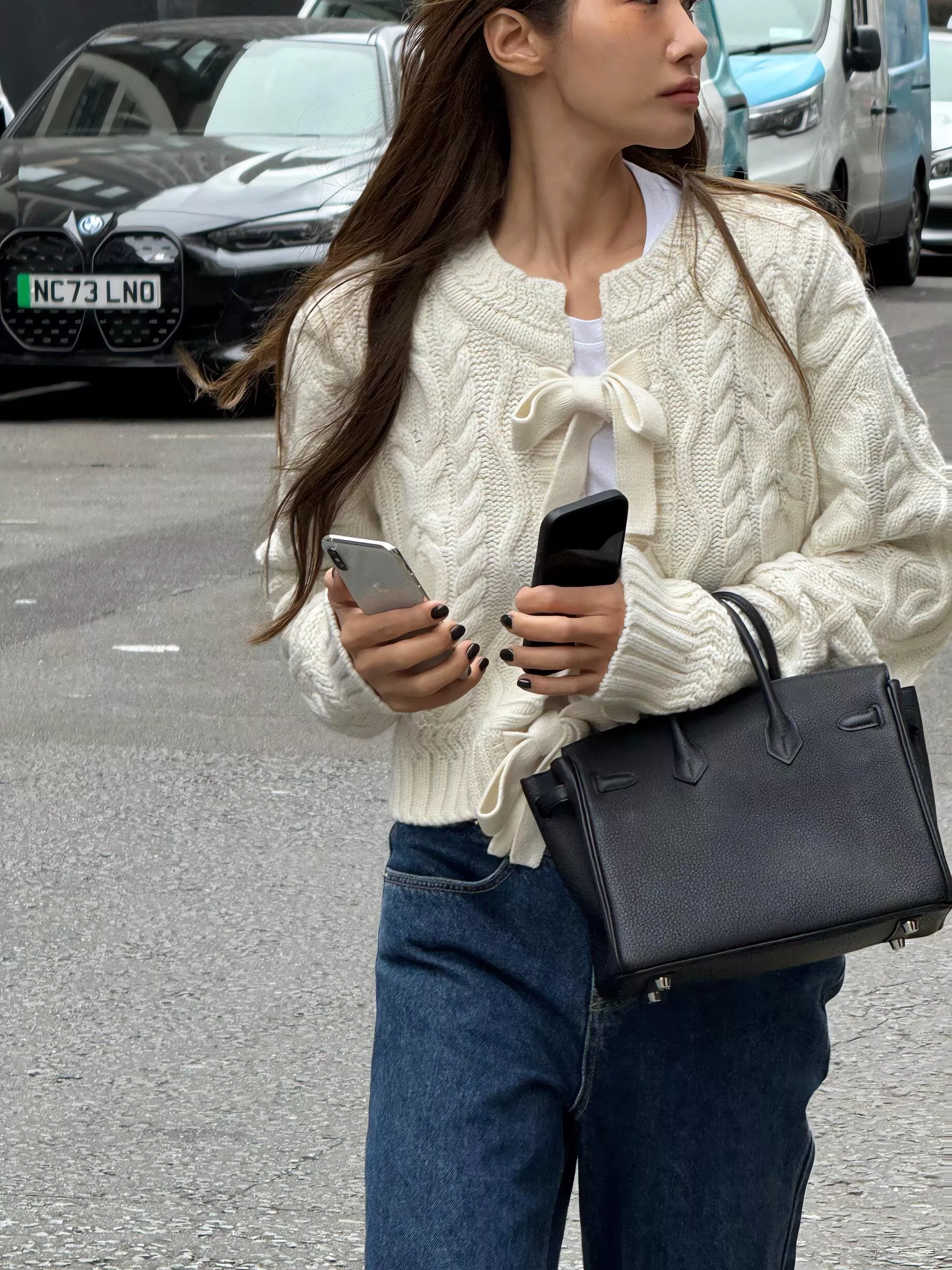 Outfit 綁帶麻花羊毛針織外套