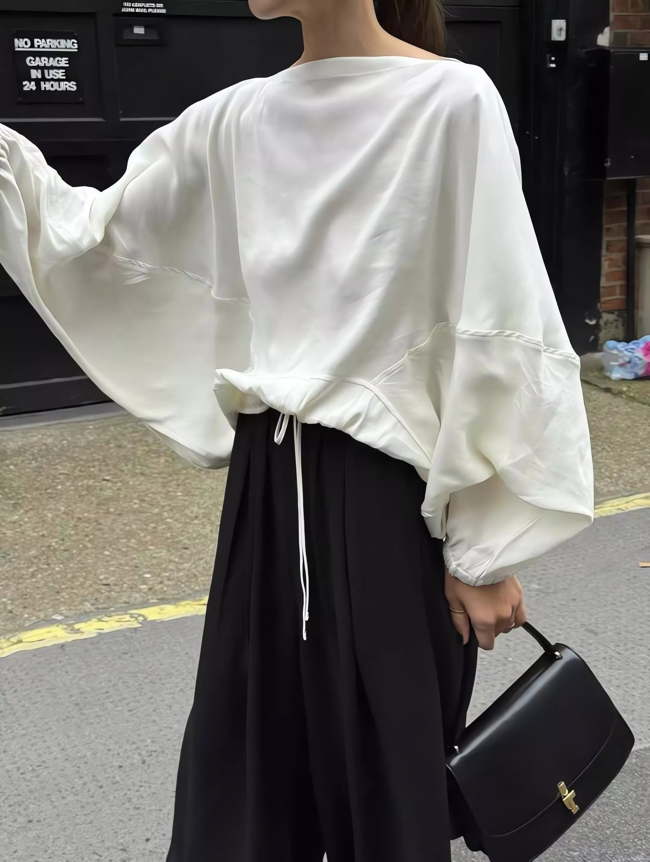 Outfit 抽繩一字領襯衫