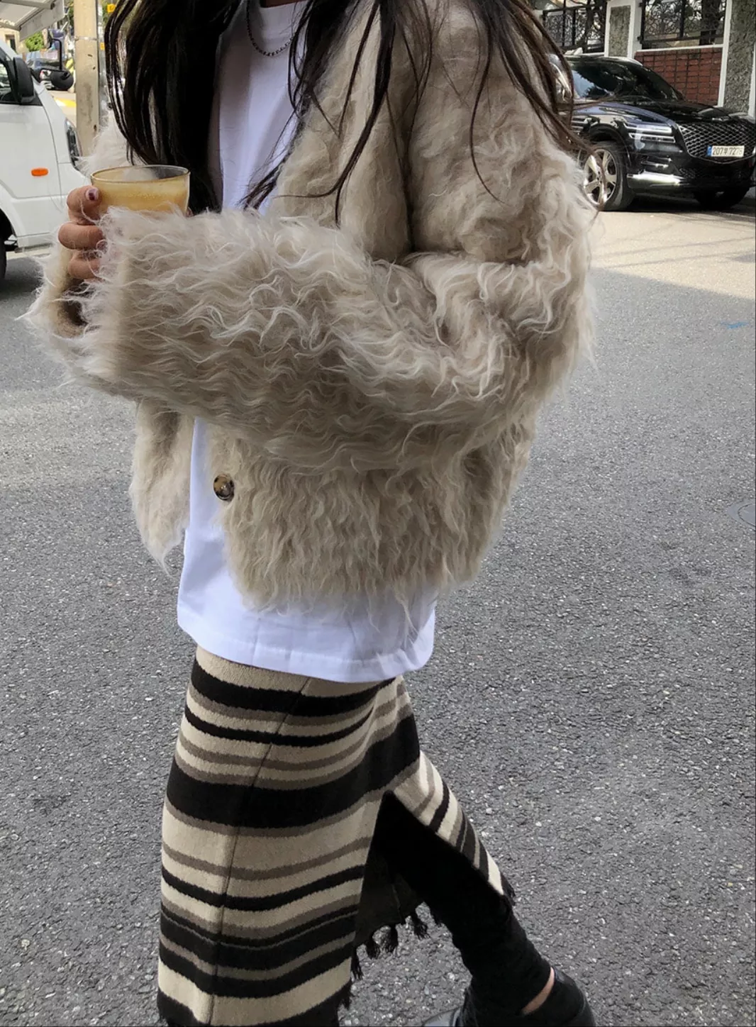 London Flat 刷毛V領 羊毛針織開衫 針織外套