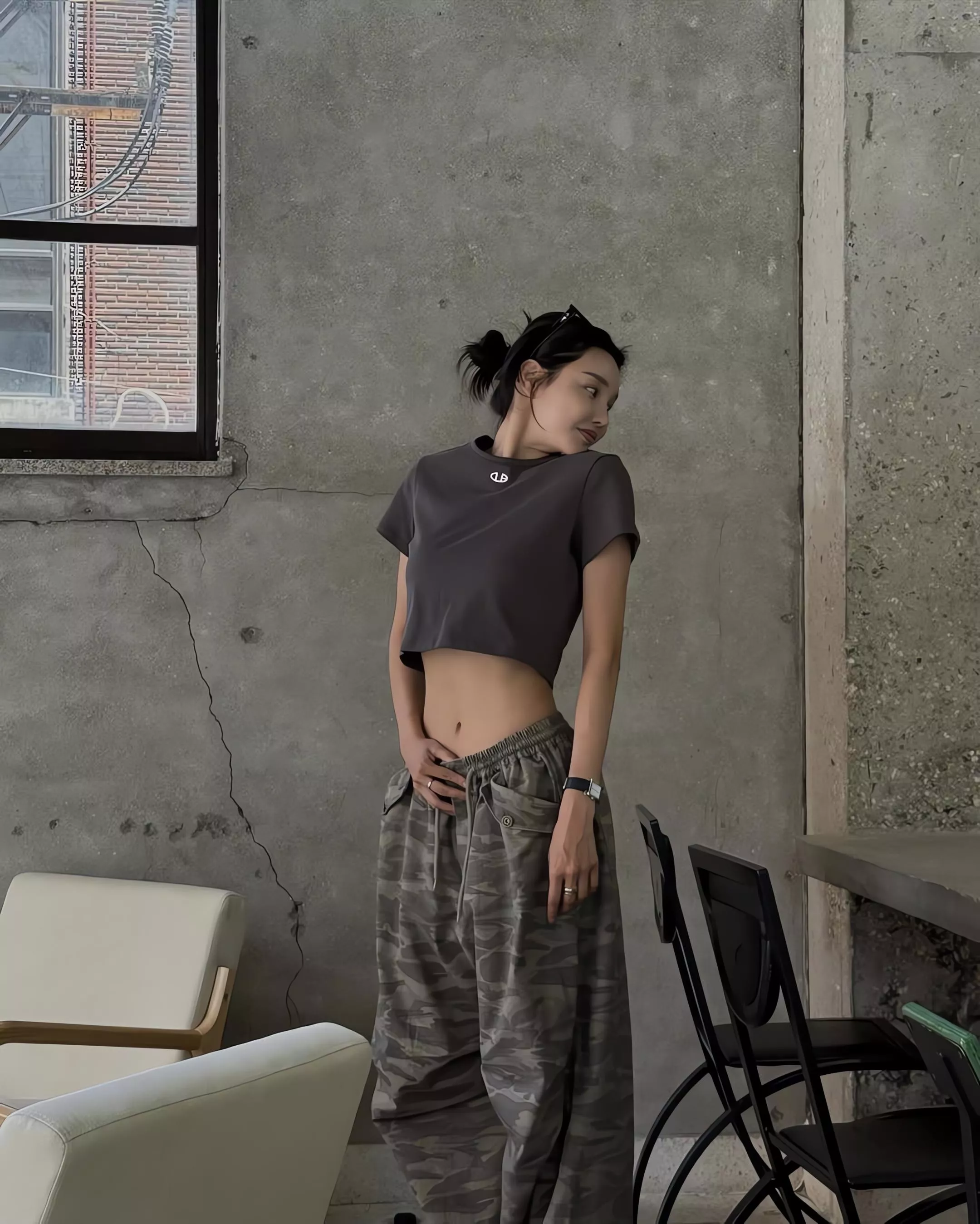 DONTBELATE 棉質抽繩迷彩休閒褲