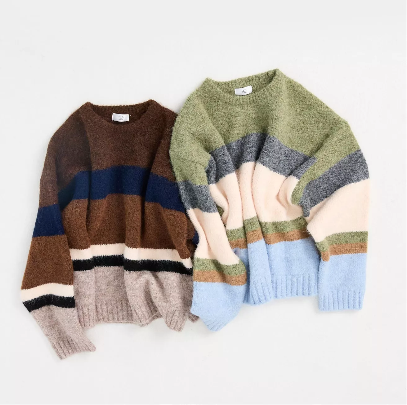 DONTBELATE 羊毛混紡撞色條紋針織毛衣 針織衫